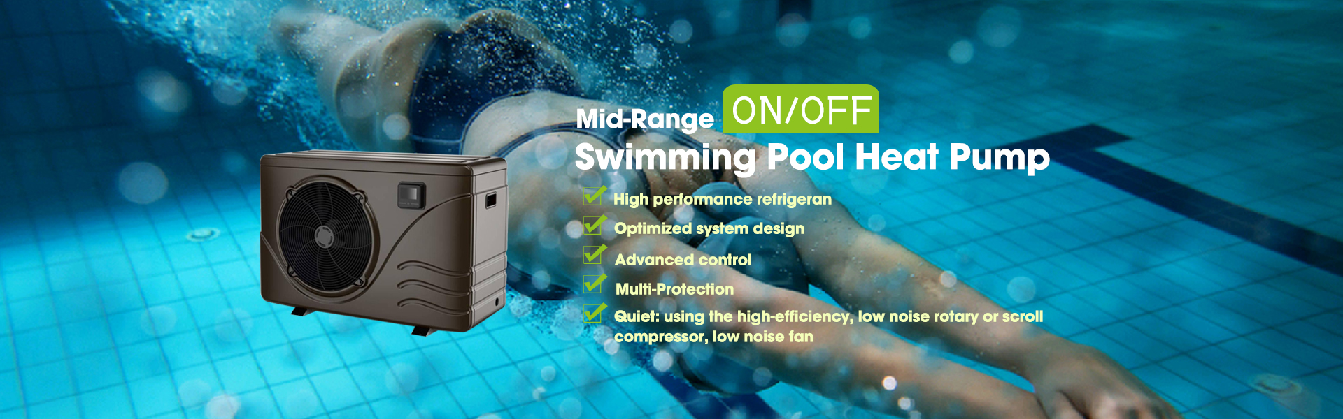 Mid-range ON/OFF Swimming Pool Heat Pump